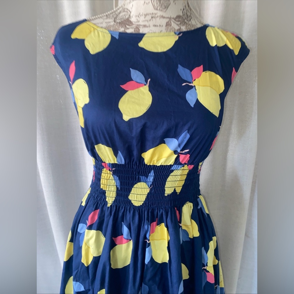 Kate Spade Lemon Zest Blaire Dress Size 0 Lemon Print Tea Length Pockets New - Picture 3 of 11